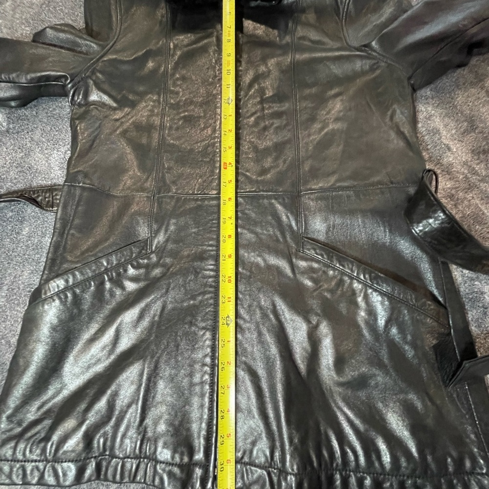 Adler Collection Genuine Lambskin Leather Jacket Belted Coat Black Size Medium - Picture 11 of 16